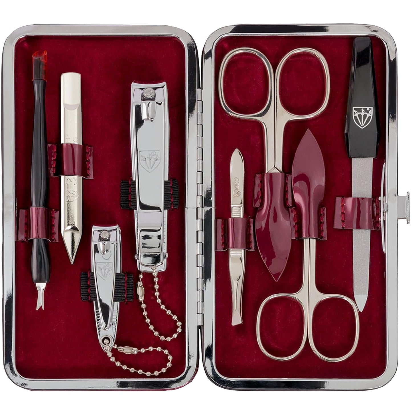 8-teiliges Nagelpflegeset Cuneo, LACKLEDER - WEINROT