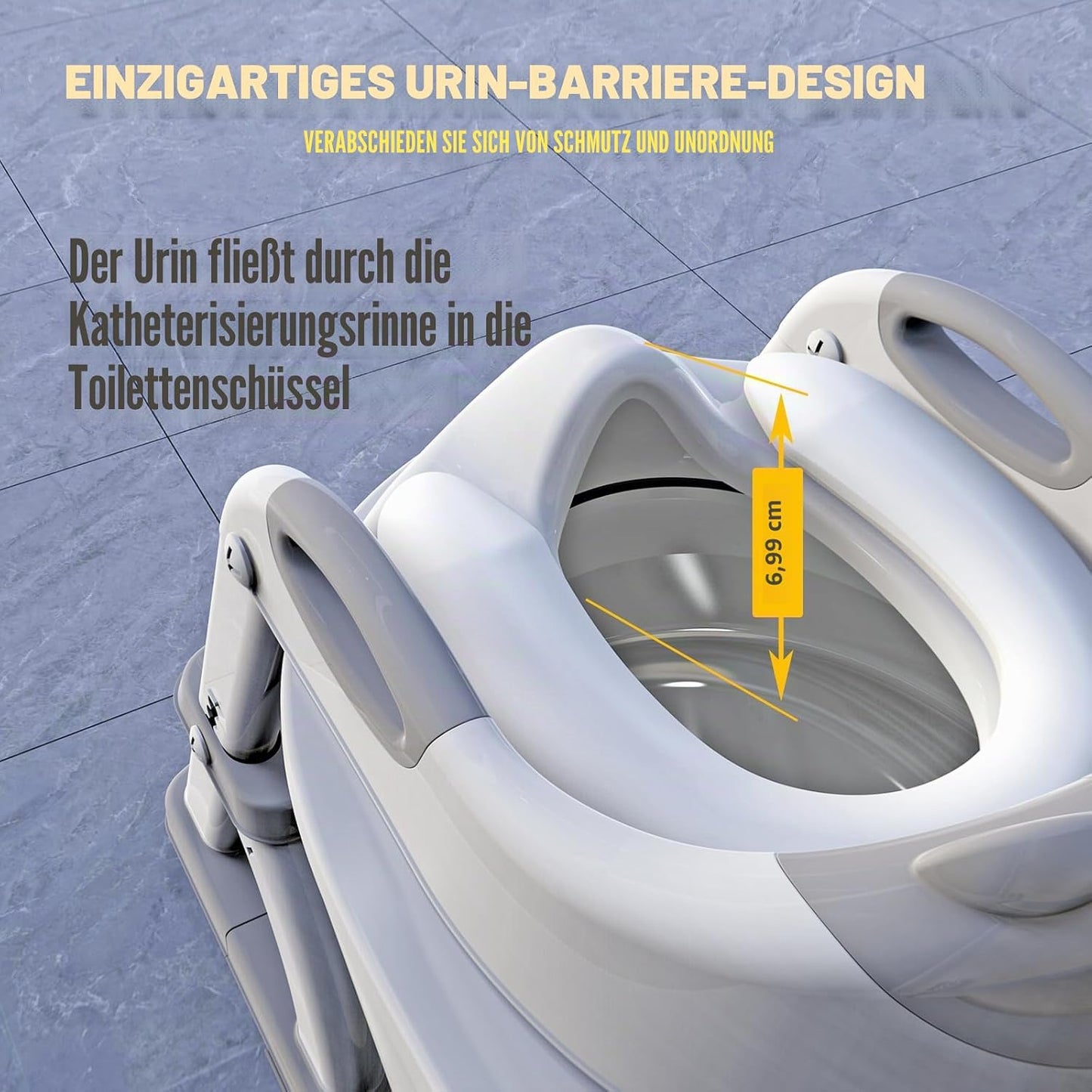 2-in-1 Toilettenaufsatz mit Treppe für Kinder, Grau-8898