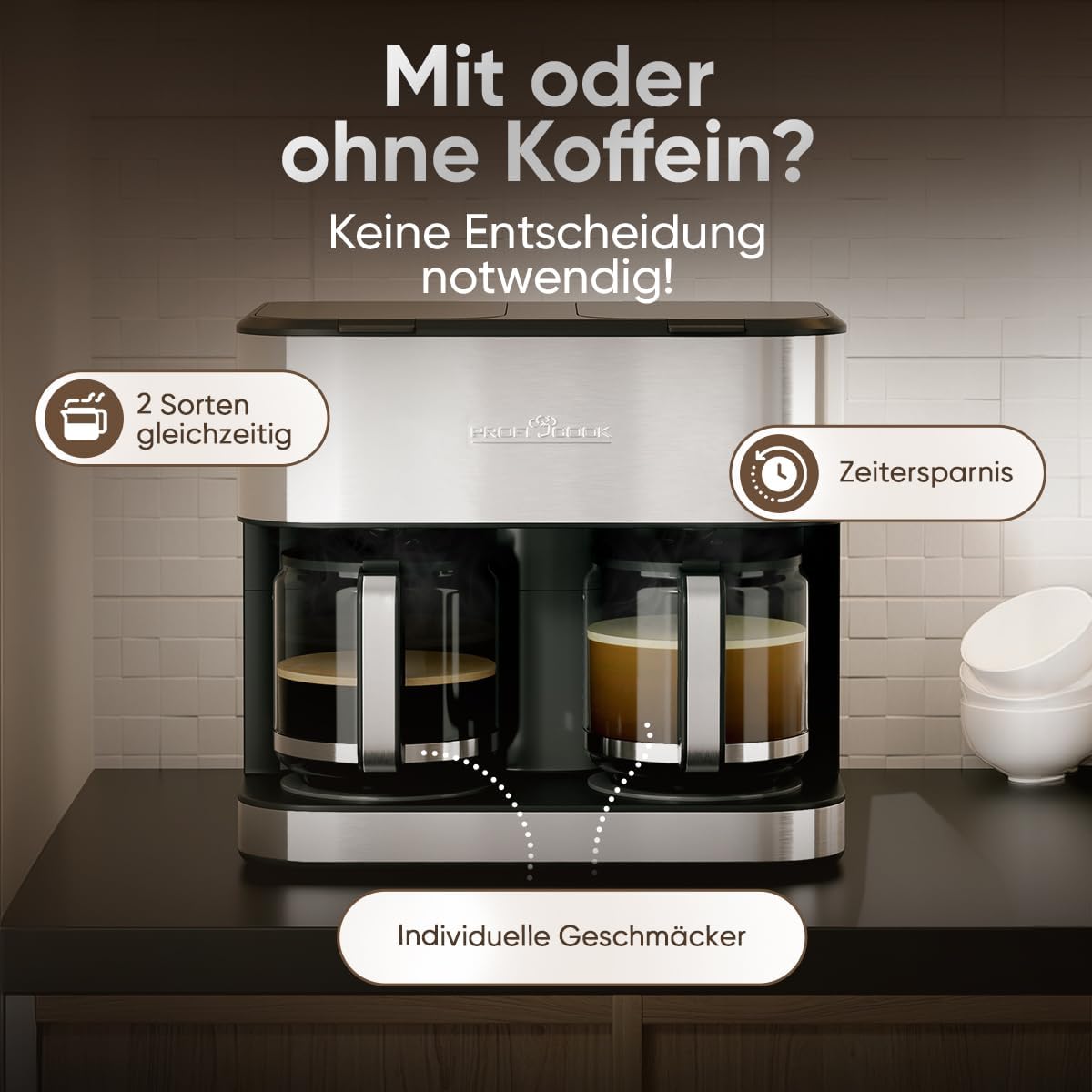 PC-KAD 1308 Doppel-Kaffeemaschine mit Nachtropfschutz