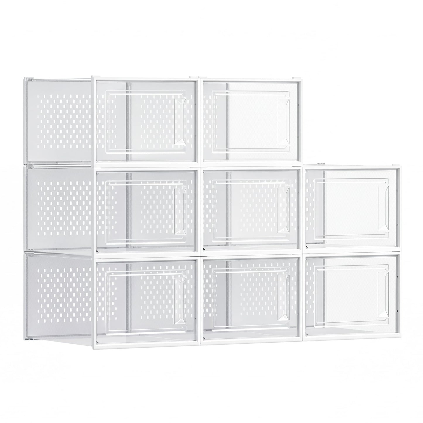 8er-Set Schuh-Organizer, 8er Set für Schuhe bis Grösse 46 Transparent + Weiss 8