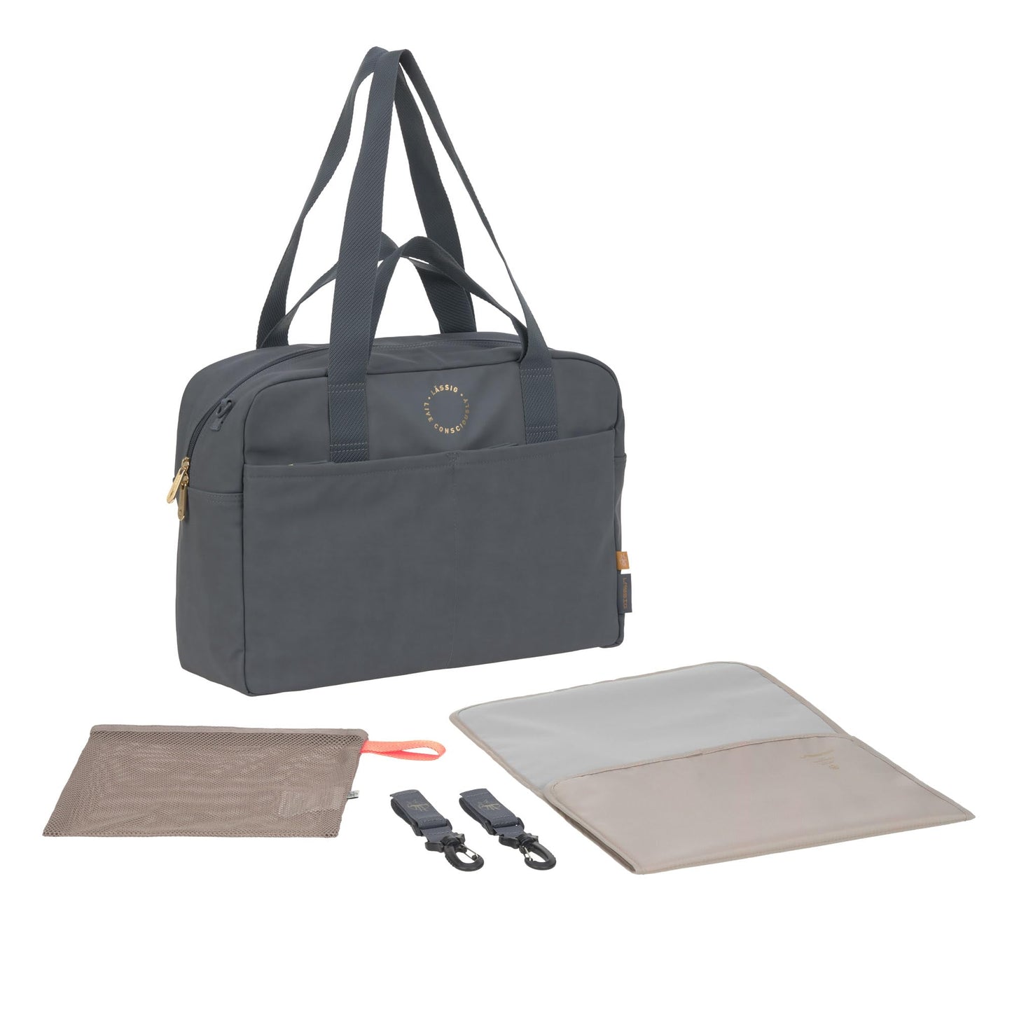 Baby Wickeltasche mit Wickelunterlage und Kinderwagenbefestigung, Anthracite