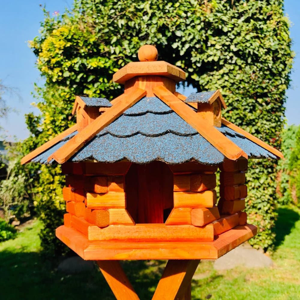 Sechseck Vogelhaus, wetterfest, ohne Ständer, Grösse L ohne Ständer Blau - Braun