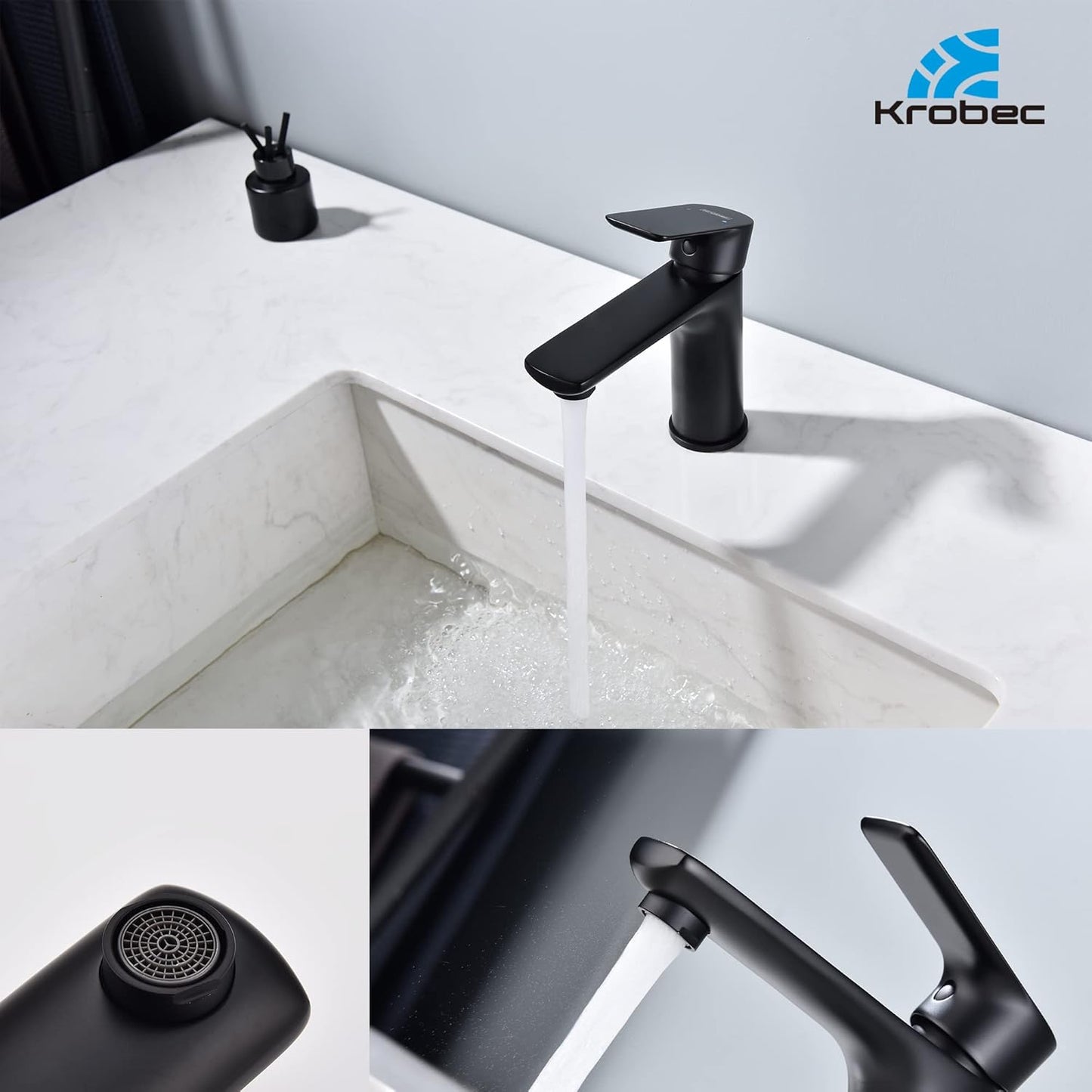 Wasserhahn für Badezimmer Waschbecken, Mattschwarz