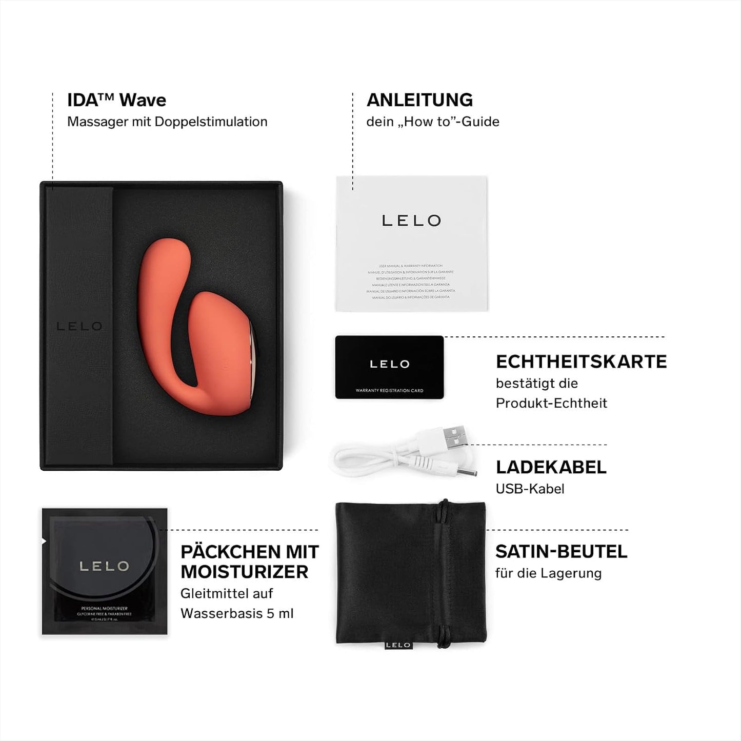 Ida Wave Doppelvibrator mit App-Steuerung, Multicolor