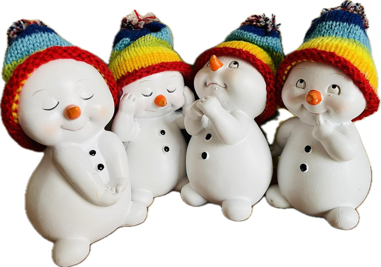 4-teiliges ‎Schneemann-Set mit Regenbogen Mützen, Regenbogen