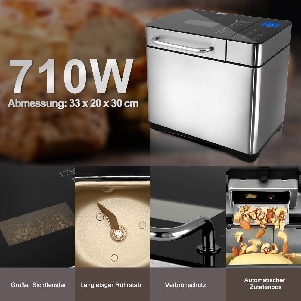 Brotbackautomat mit 19 Programmen und 15 Std. Timer