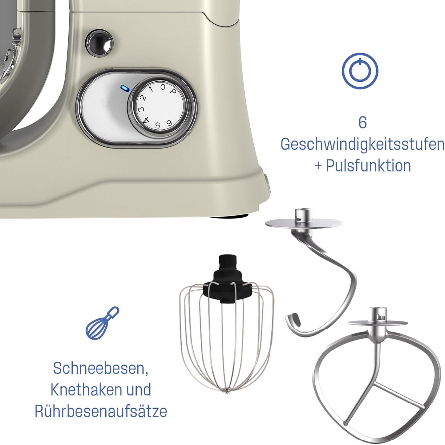 Retro Standmixer mit Rührschüssel, Beige