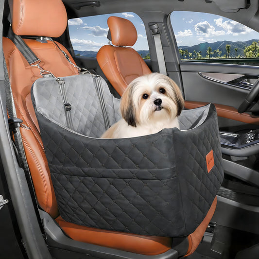 Erhöhter Autositz für Hunde, Schwarz Grau Mittel