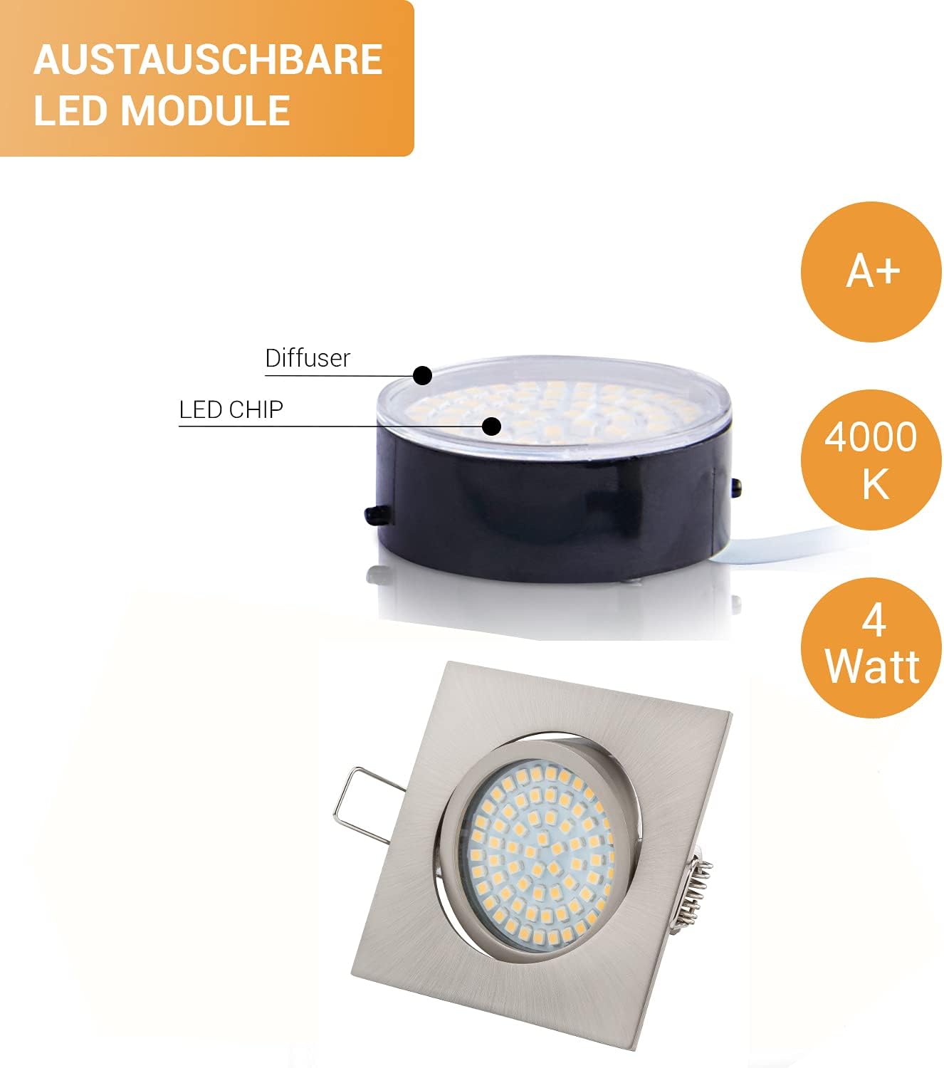 LED Einbaustrahler, Neutralweiss