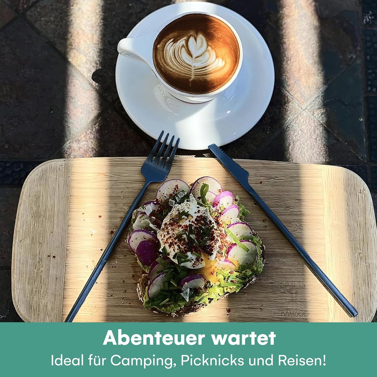 Reisebesteck-Set für 1 Person mit Etui, Walblau