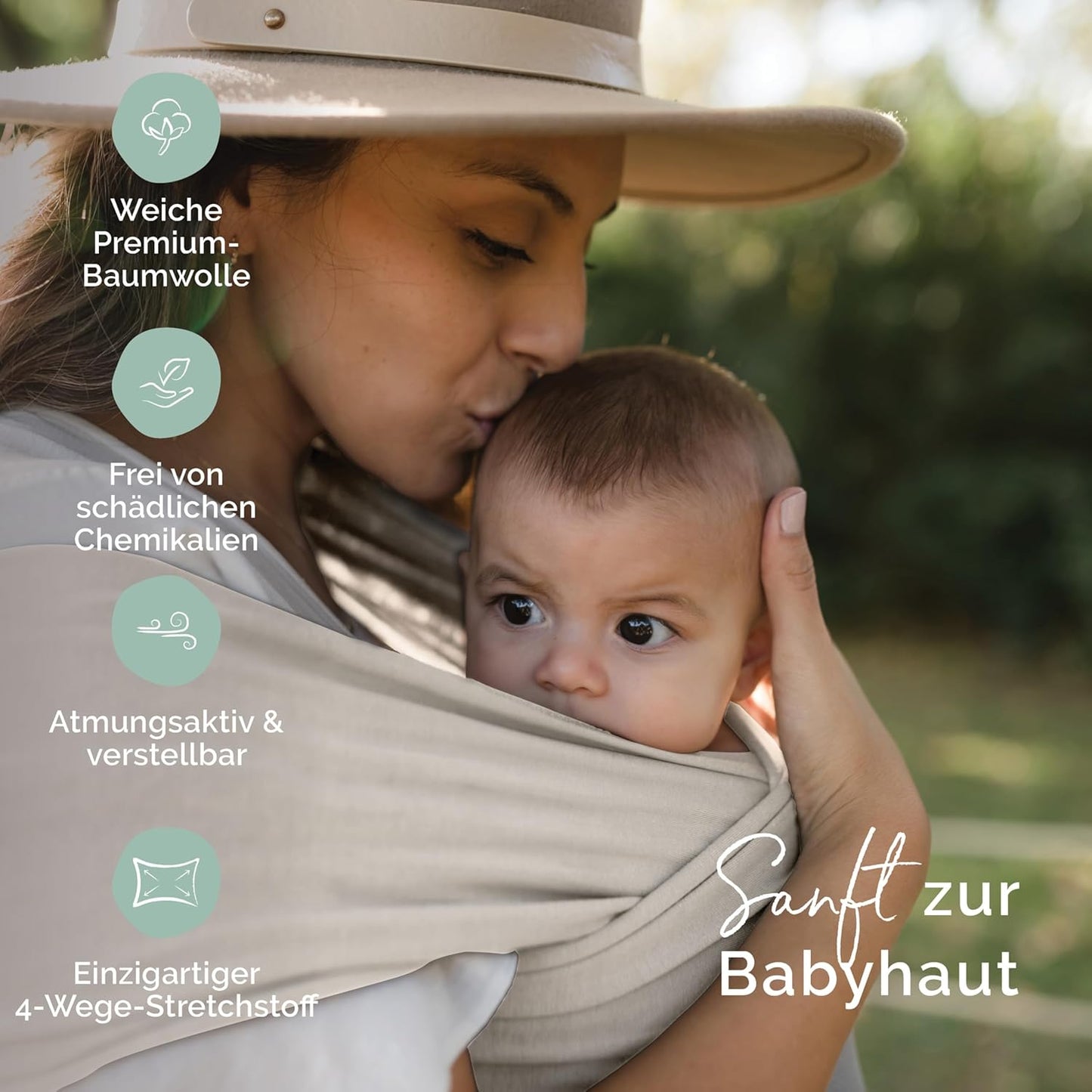 Babytragetuch ab Geburt bis 15 kg, Beige Cotton