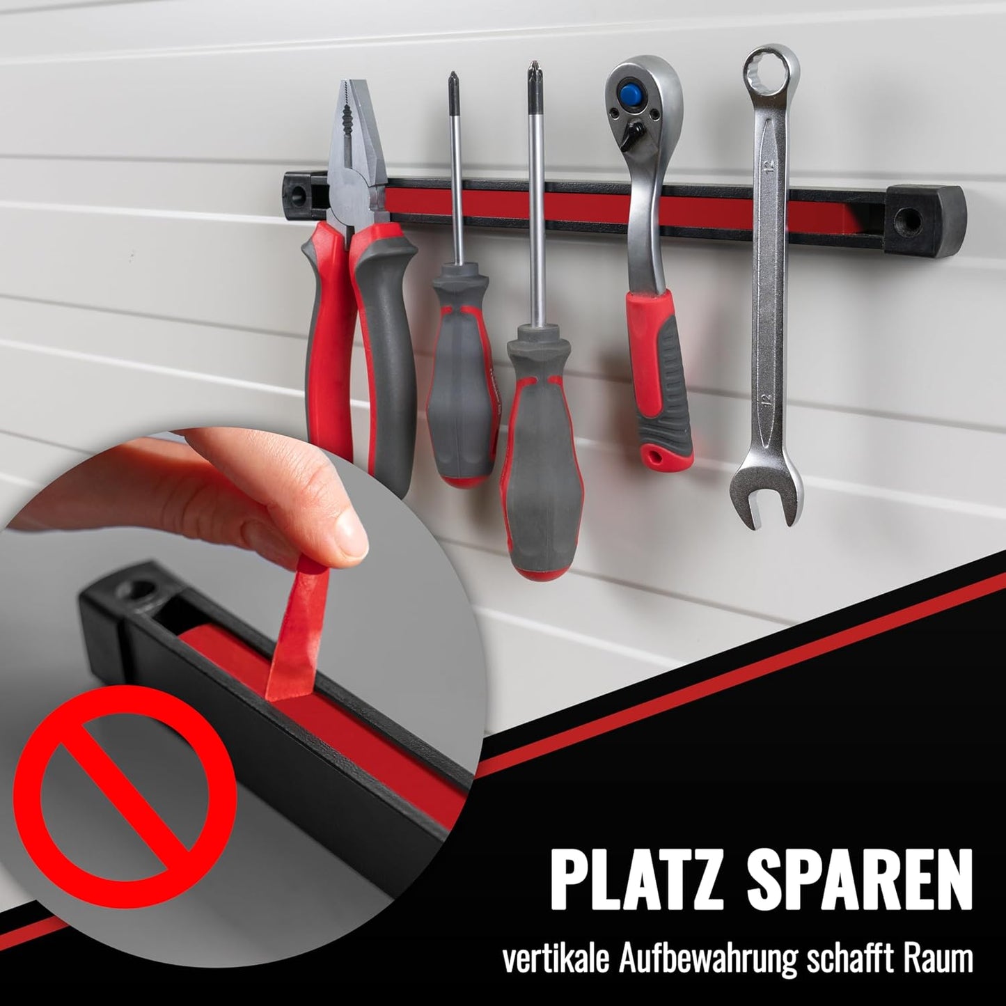 Magnet-Werkzeugleiste für Werkstatt & Garage, 60 cm (L) x 2.5 cm (H) x 1.8 cm (P)