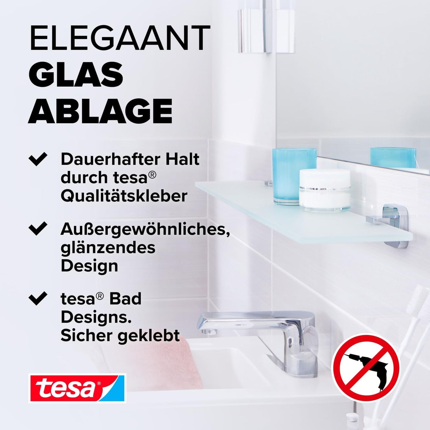 Elegaant Badablage aus Milchglas, Glasablage