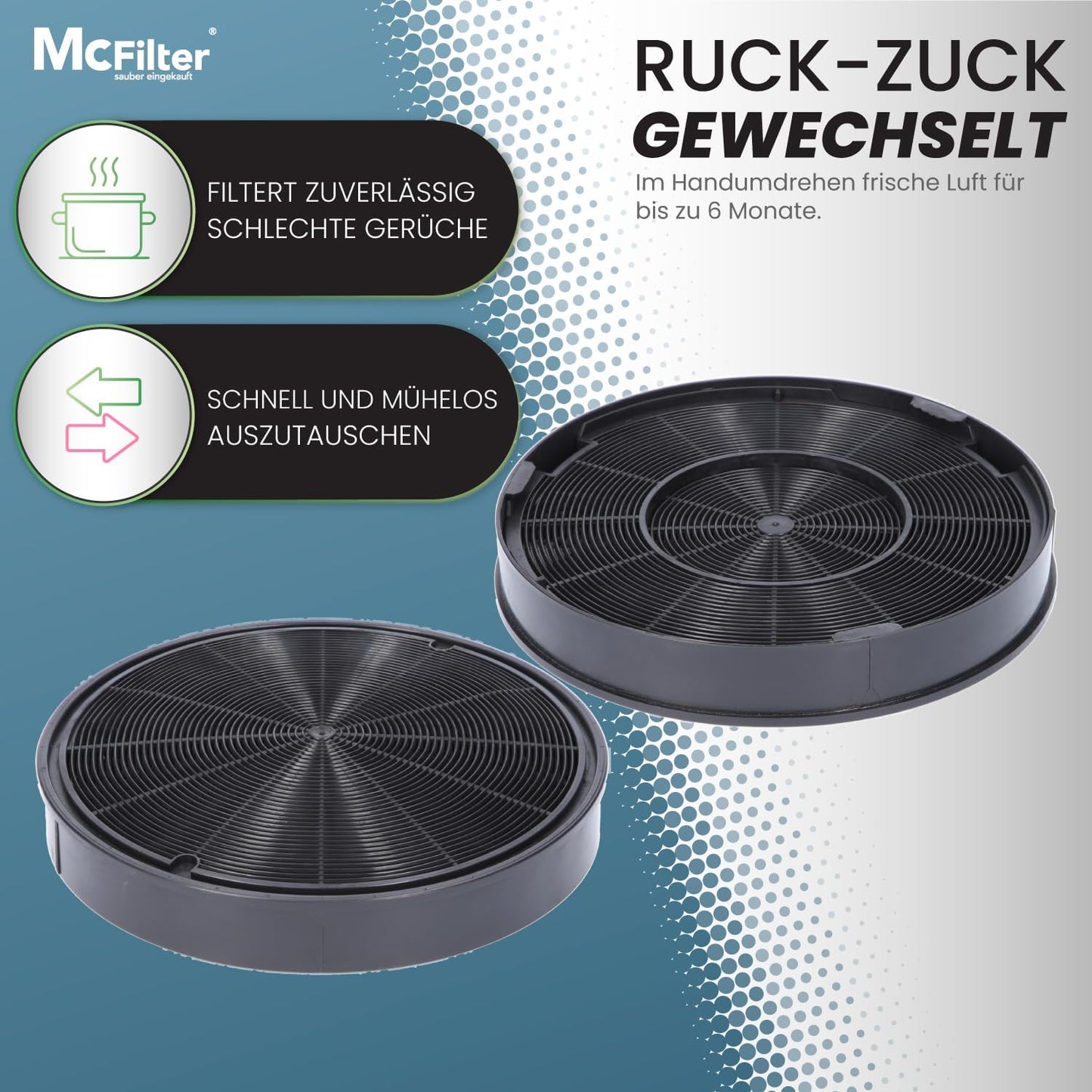 2er-Set Aktivkohlefilter für Dunstabzugshaube, 2 Stück (1er Pack)