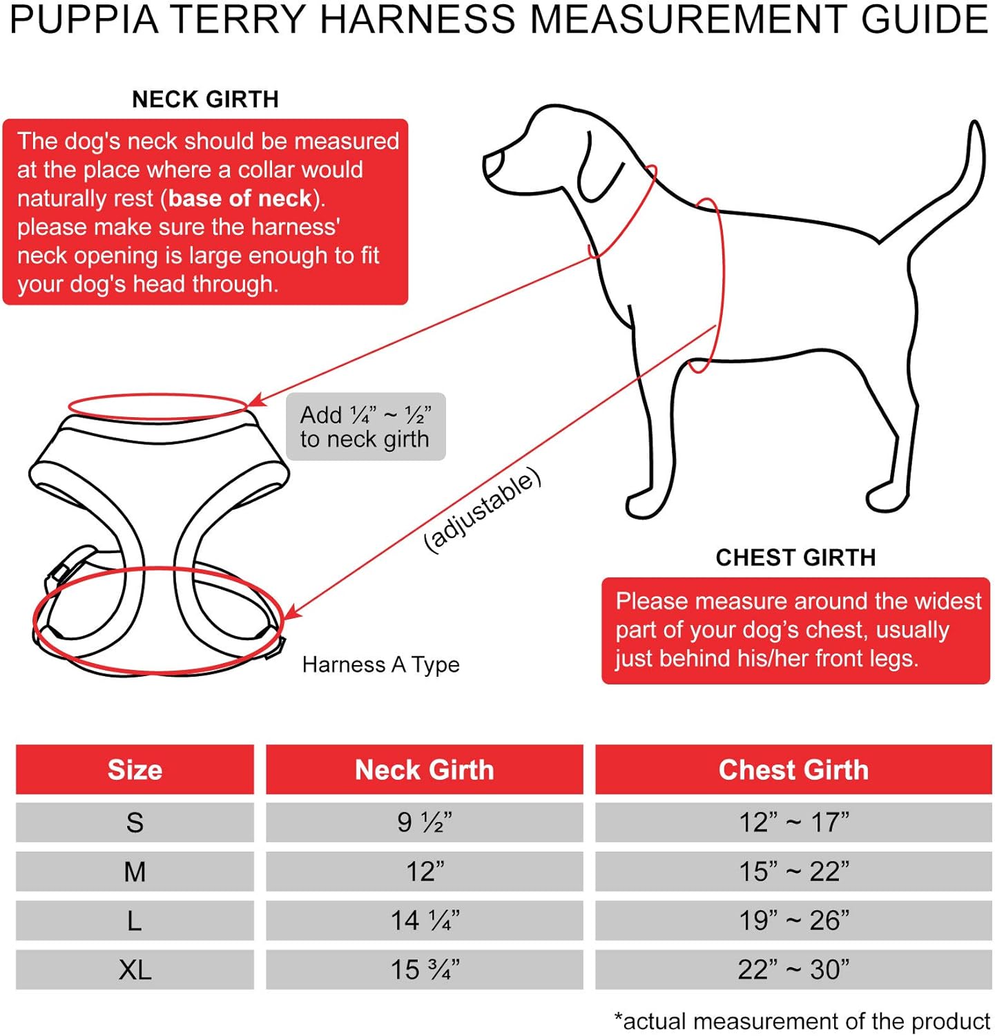 Hundegeschirr Terry Harness A, Schwarz L