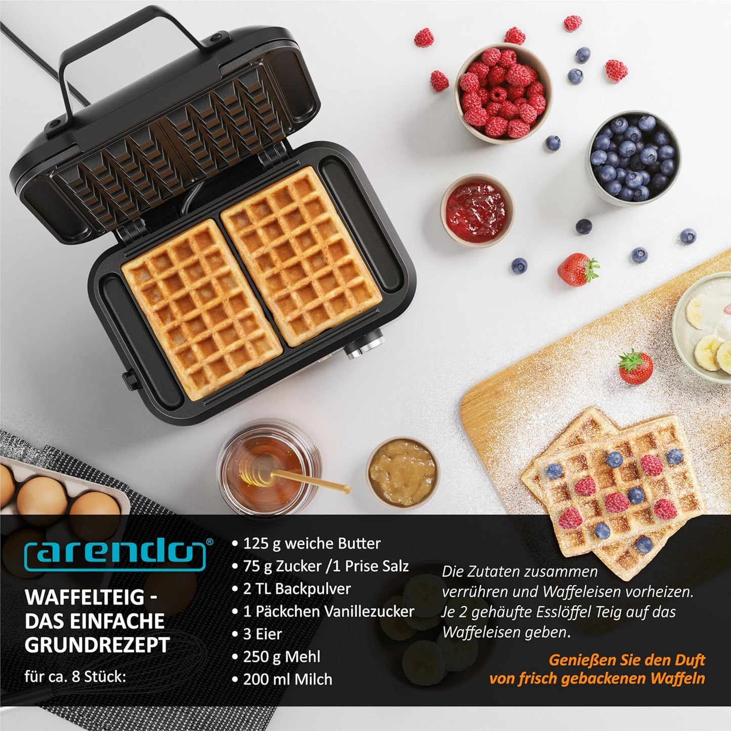 Doppel-Waffeleisen für belgische Waffeln