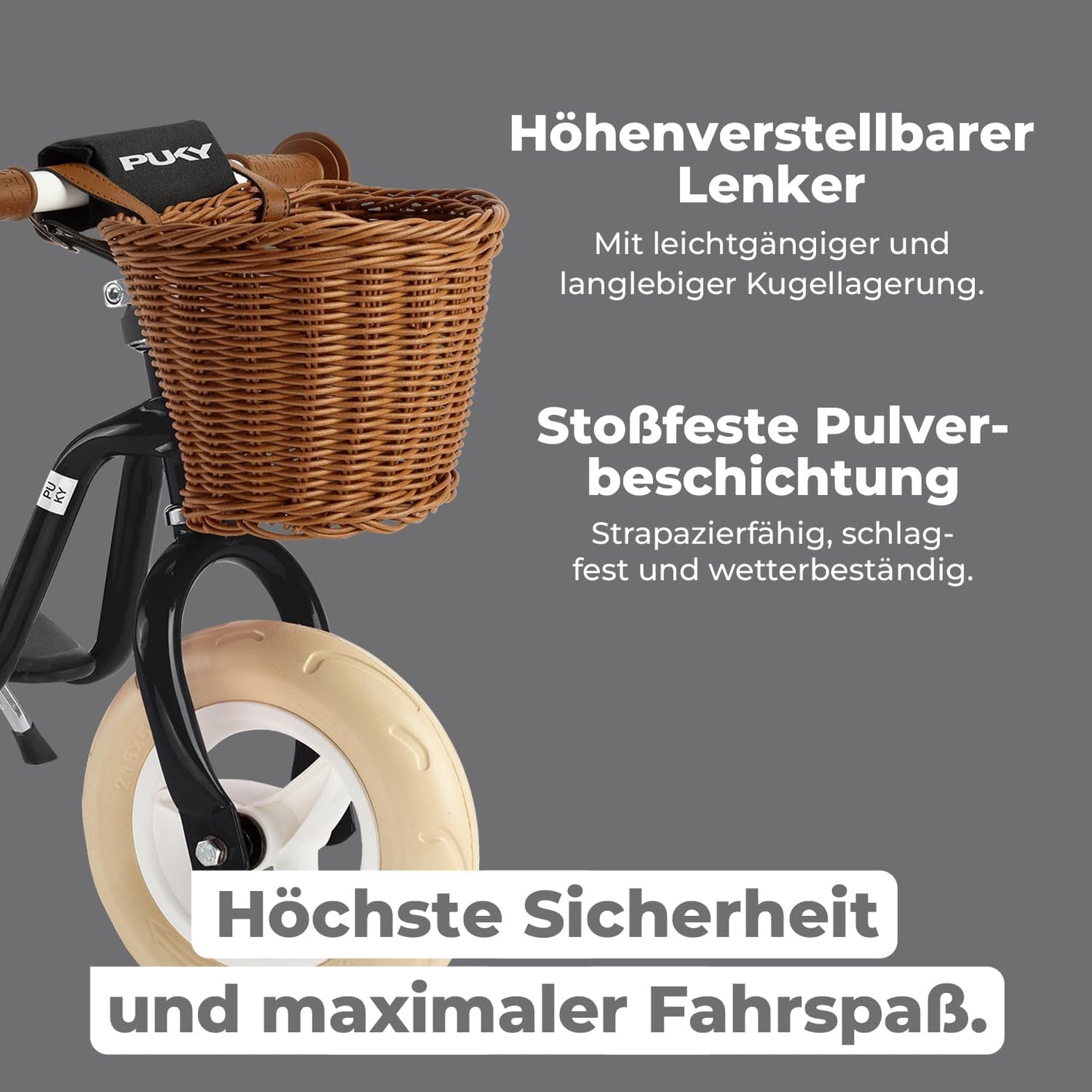 Höhenverstellbares Laufrad LR M Classic, Schwarz Einheitsgrösse