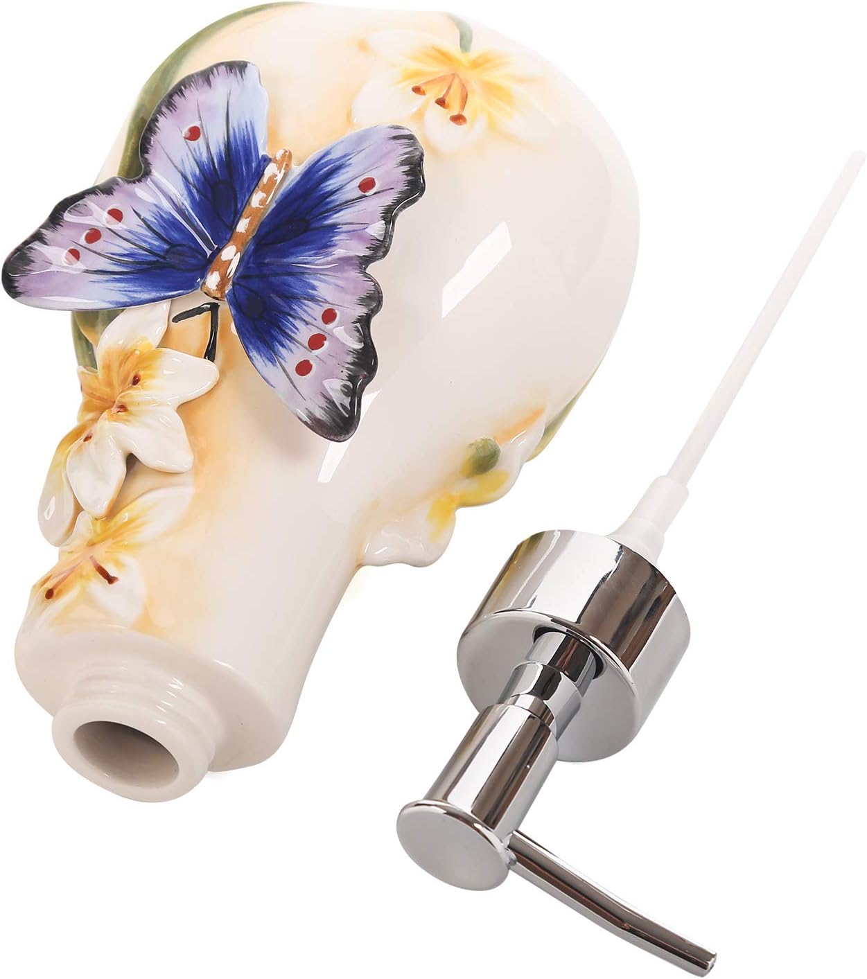 3D Handbemalter Seifenspender mit Schmetterling & Lilien