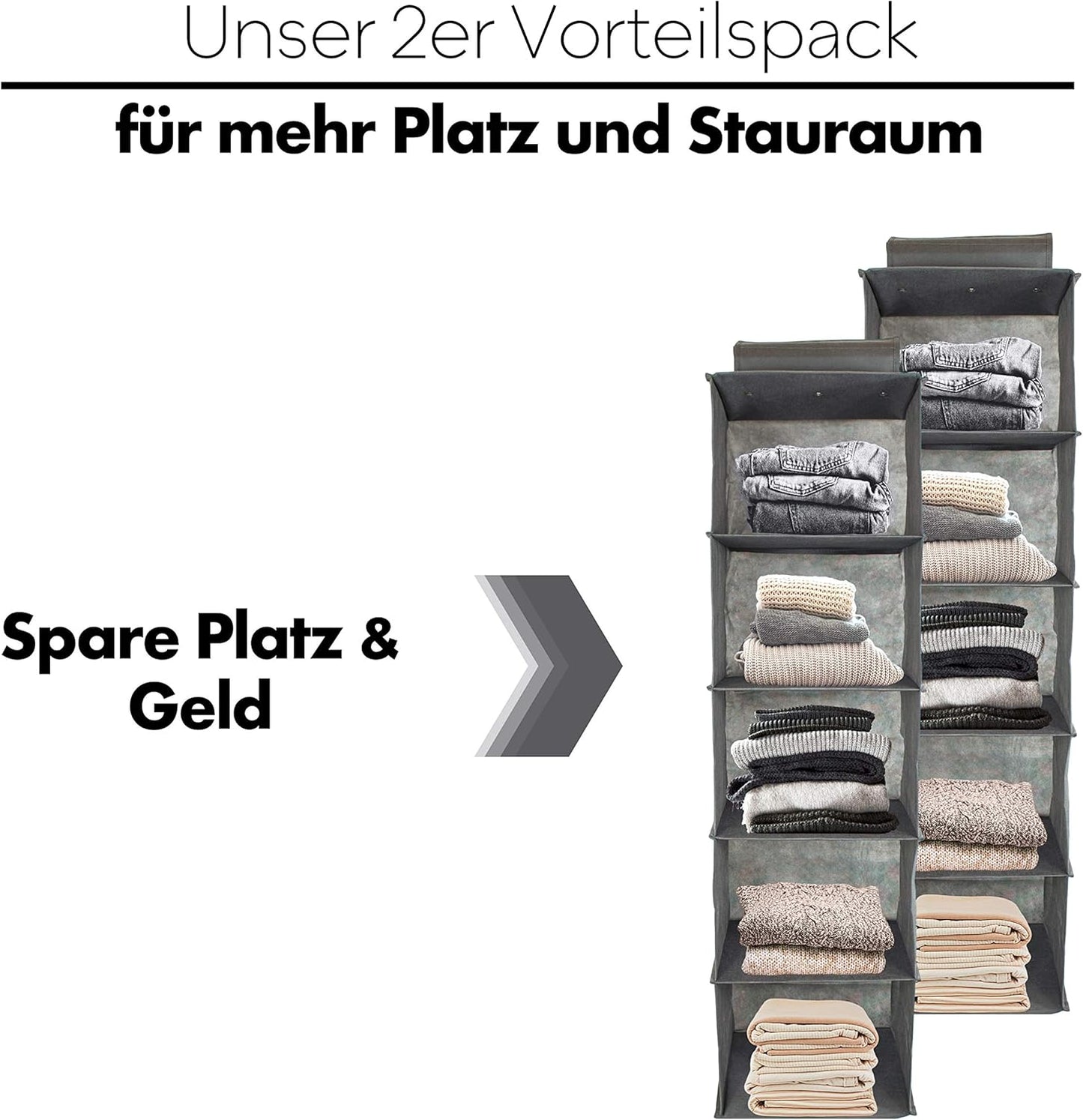 2er-Set Kleiderschrank Organizer, 2 X Hängeregale
