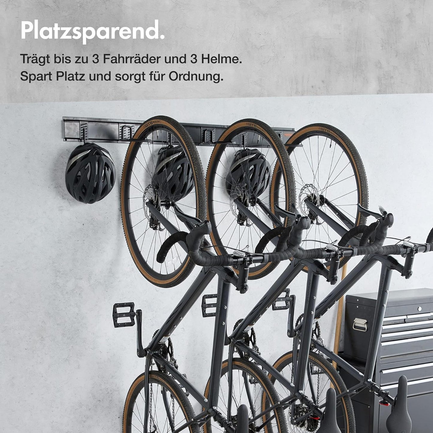 Velo-Wandhalterung Set für 3 Räder & Helme