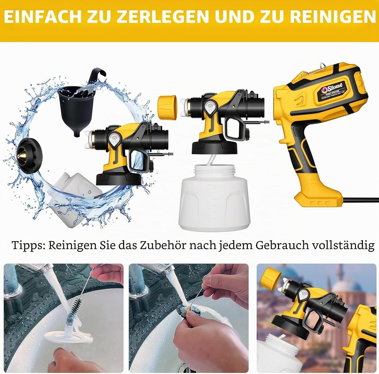 Farbsprühsystem mit 4 Düsen, Gelb