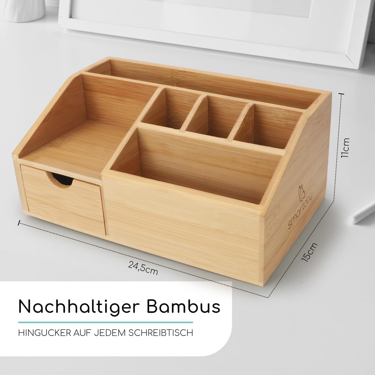 Schreibtisch-Organizer mit Schublade, Natur