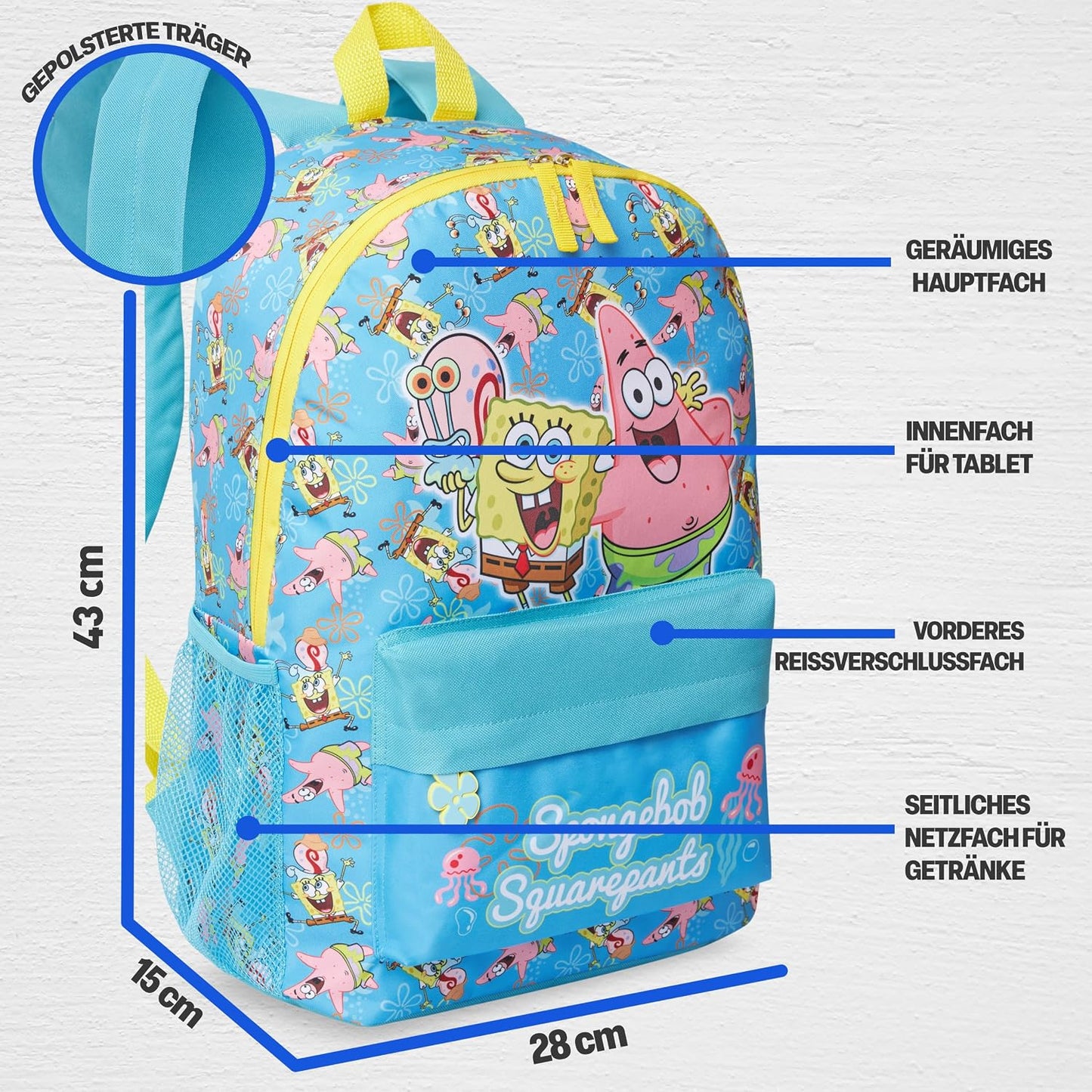 Spongebob Kinderrucksack-Set mit Trinkflasche, Multi Spongebob