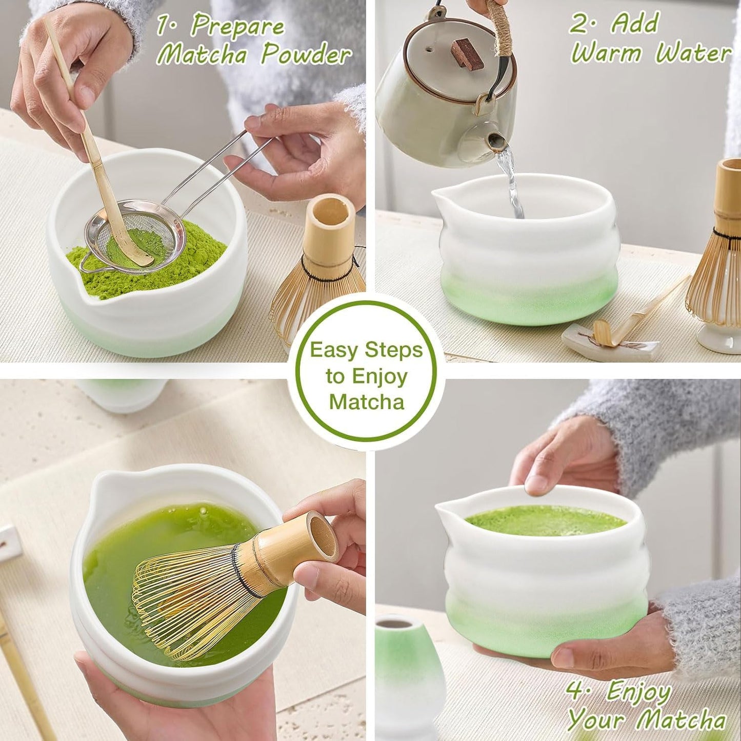 5-teiliges Matcha-Set, Grün