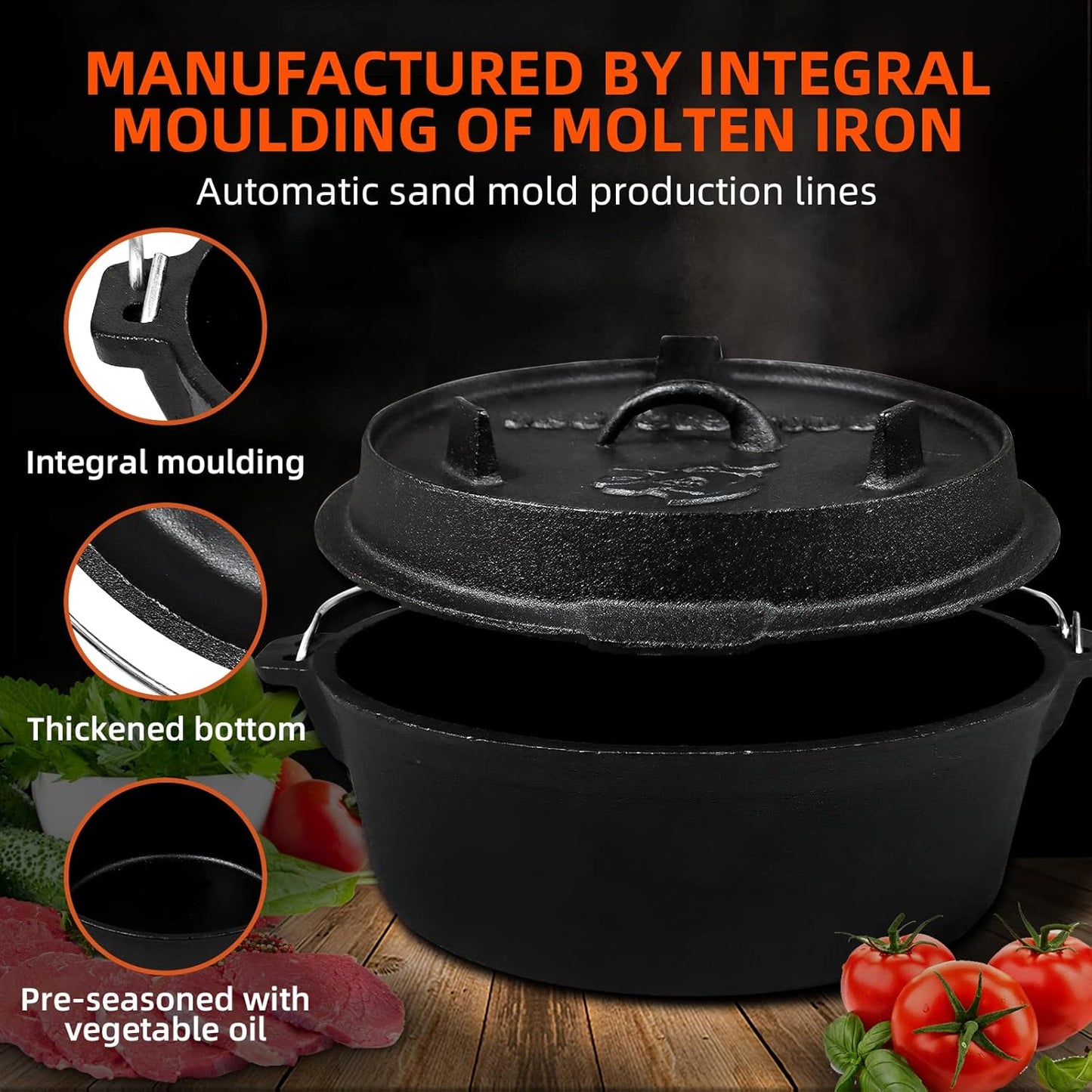 Dutch Oven Camping Set, 4,2 L, Ohne Beine