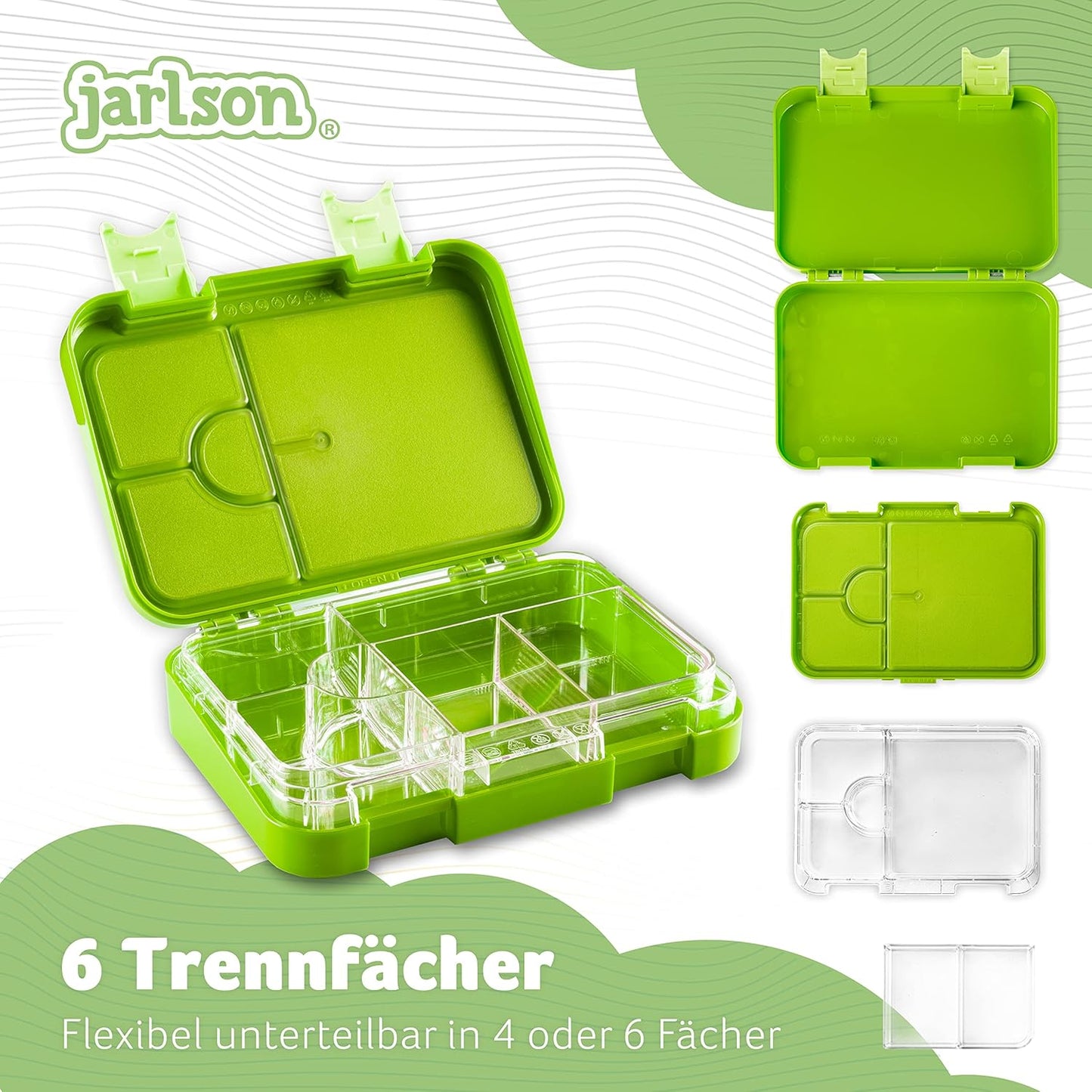 Auslaufsichere Bento Lunchbox mit Trennfächern Toni, Grün