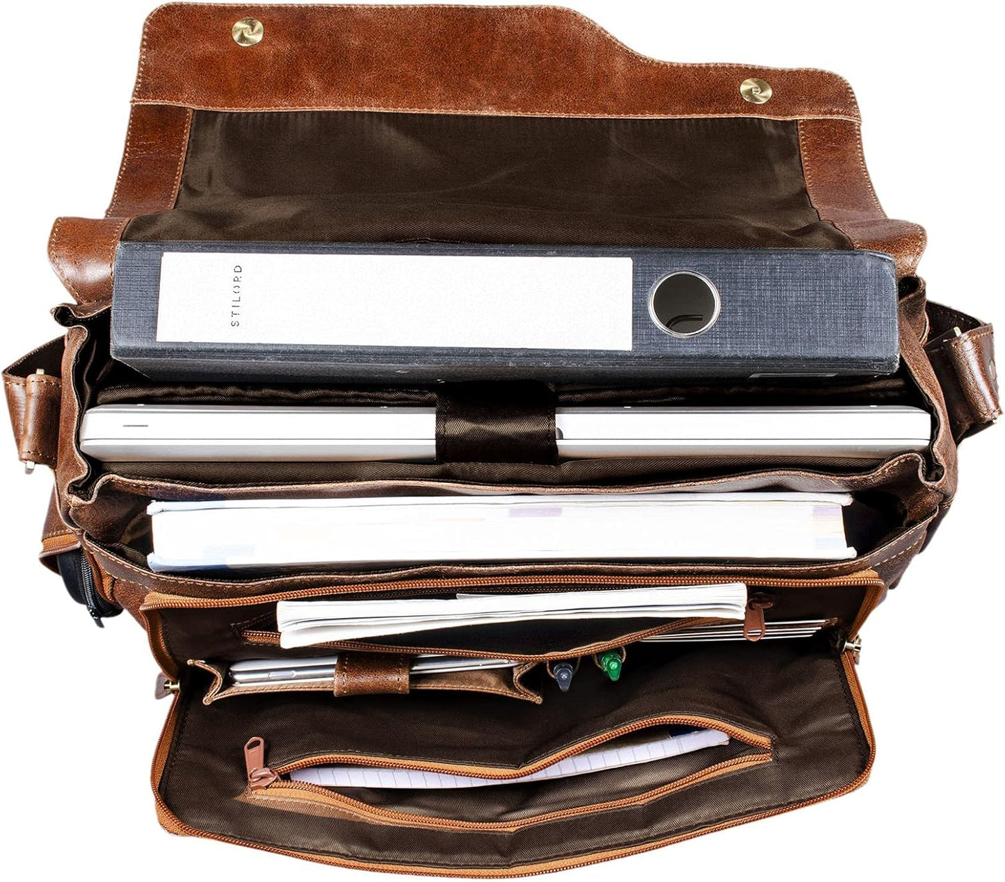 Marlon Laptoptasche mit Schultergurt, Antik - Braun