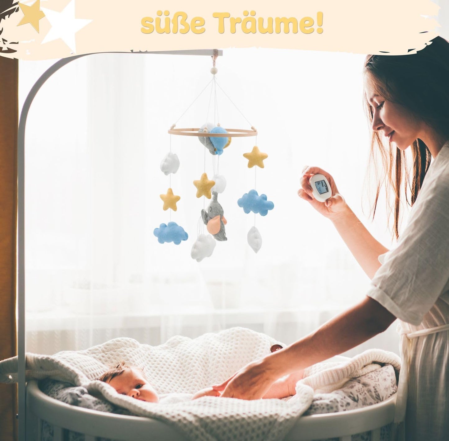 Baby-Mobile mit Elefanten und Holzring, Elefant 1