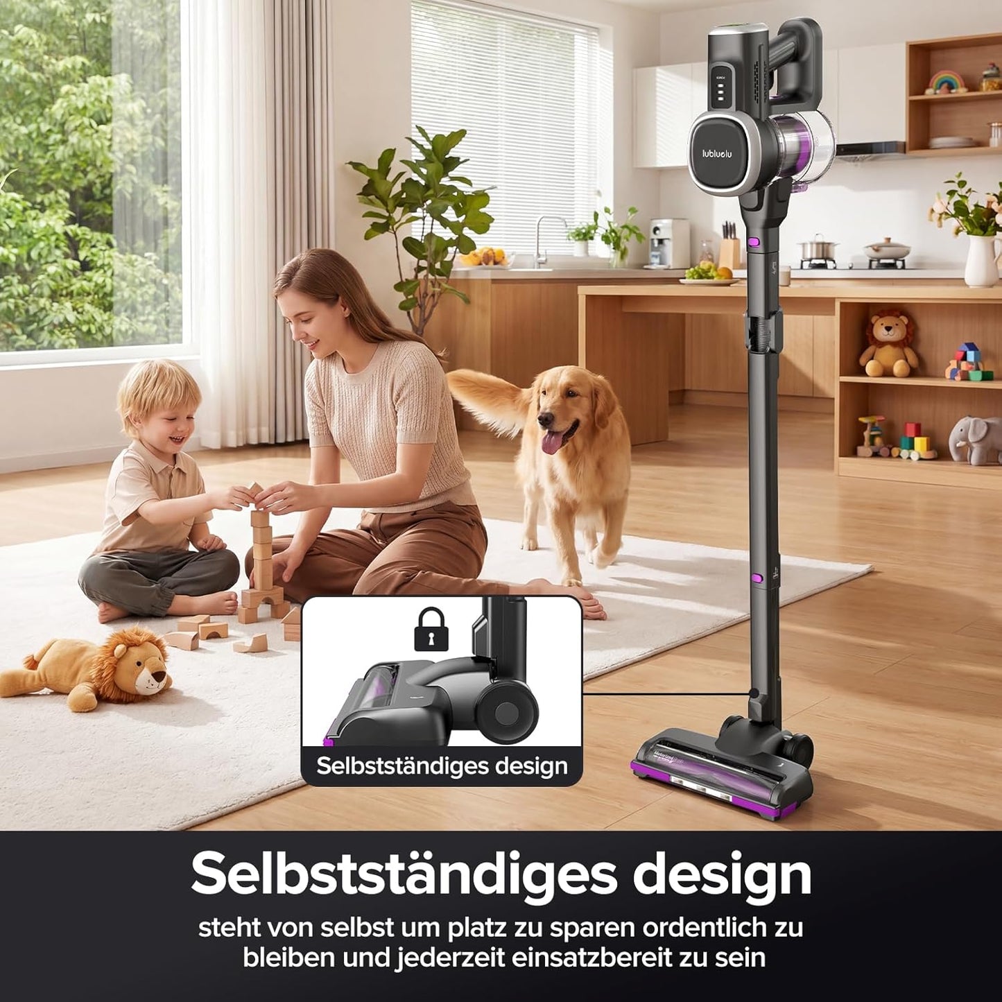 Kabelloser Akku-Staubsauger mit Anti-Tangle Bürste, Dunkelgrau