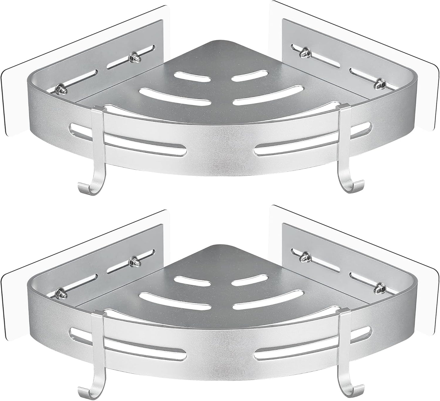 Eck-Duschregal Set ohne Bohren (2 Stück), Silber
