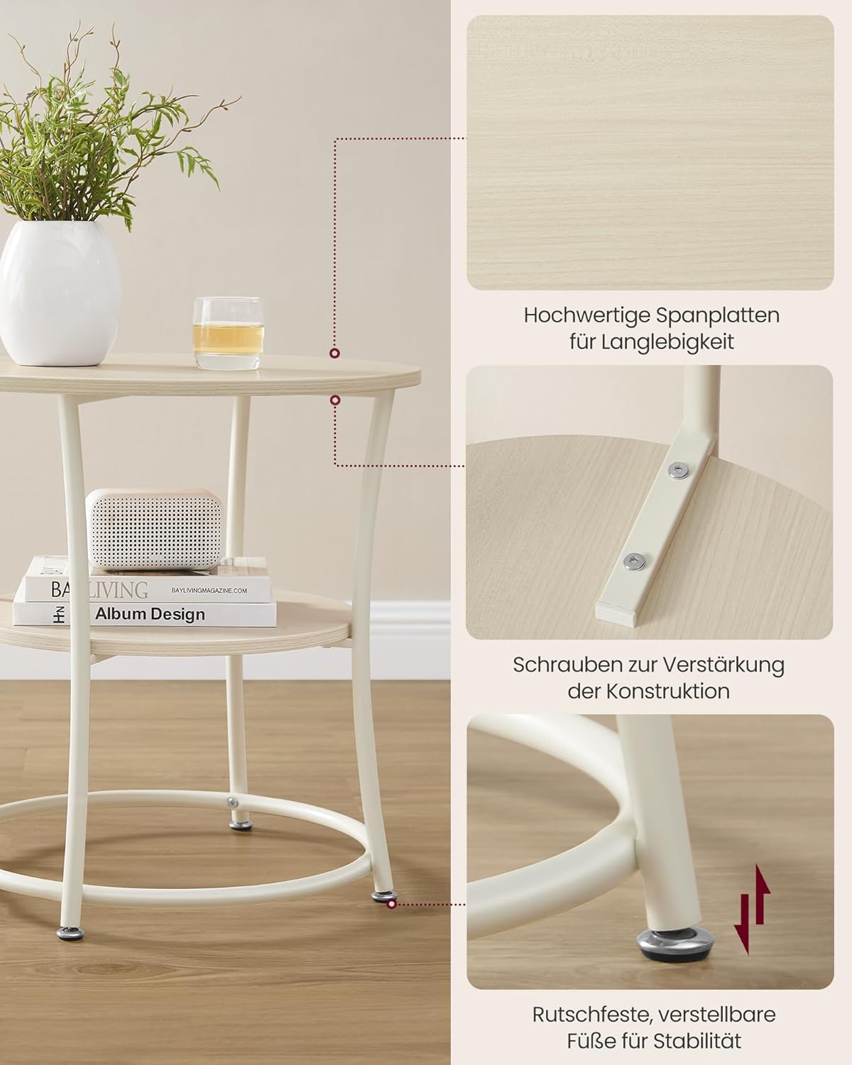 Runder Couchtisch, Naturbeige