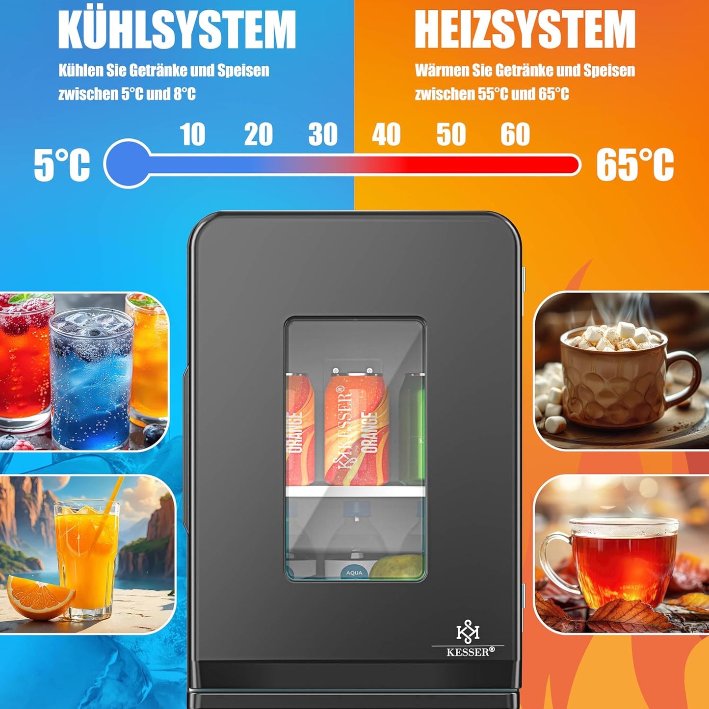 2in1 Mini Kühlschrank mit Kühl- und Heizfunktion, 15L Schwarz