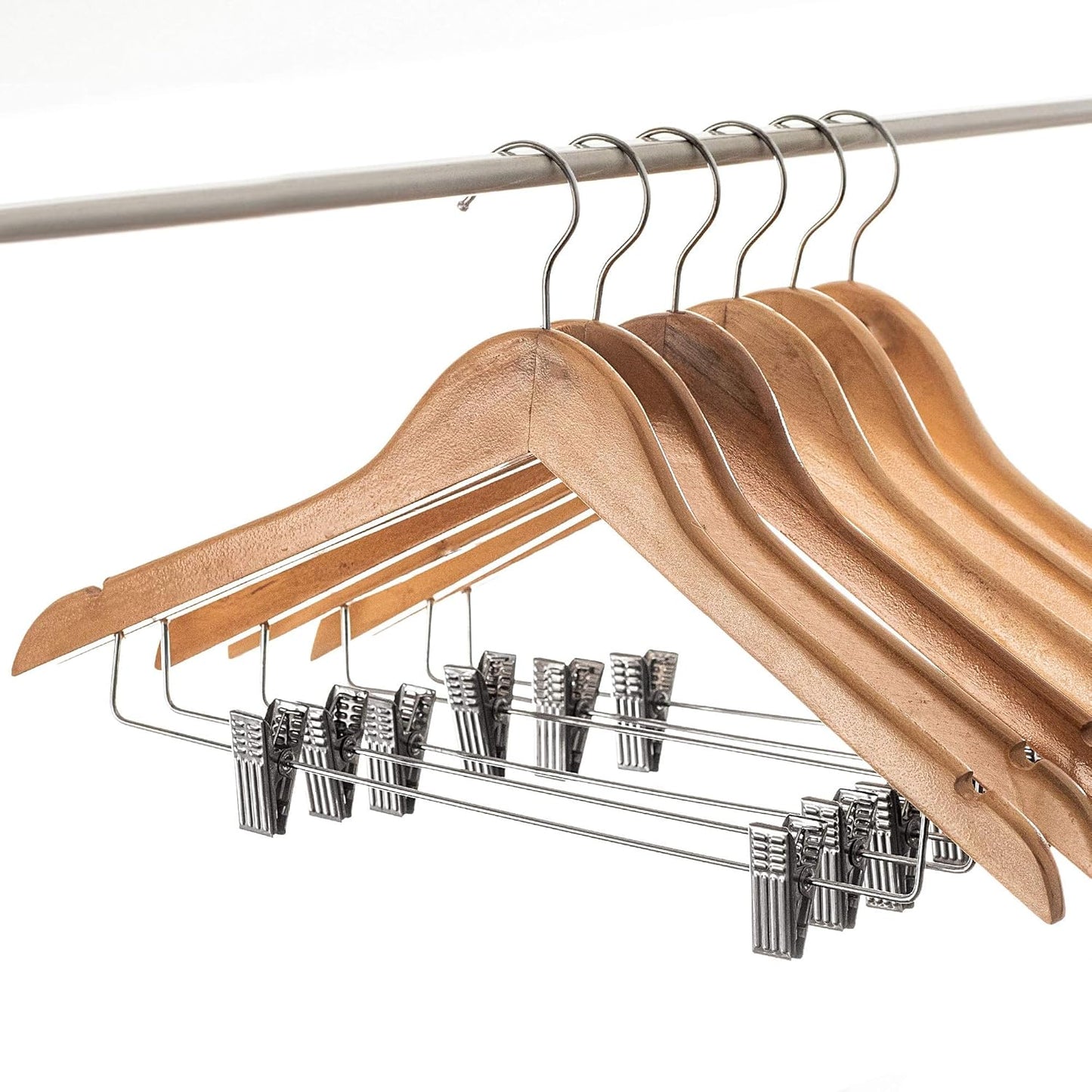Holz-Kleiderbügel mit Klemmen (3 Stück), Modell 2 3 Stück