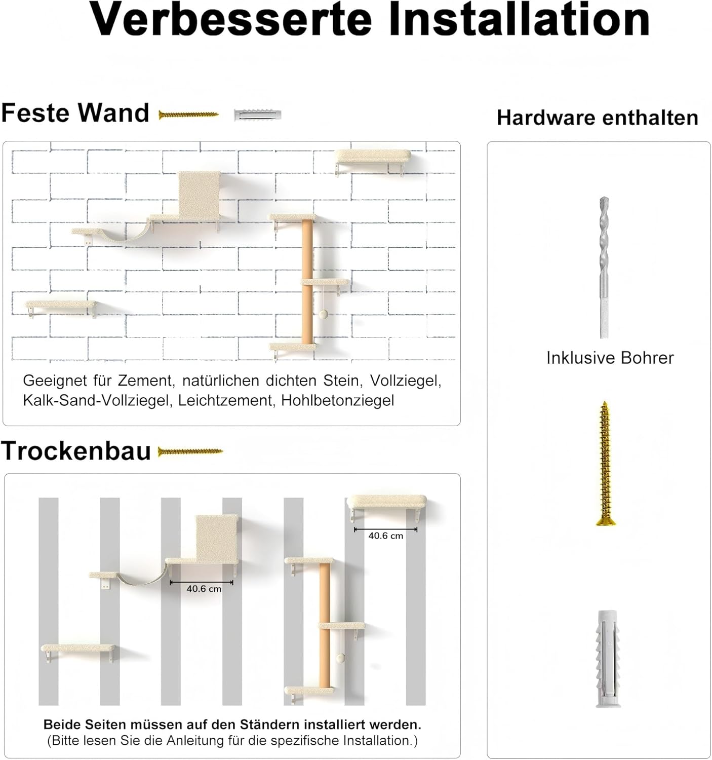 10-teiliges Kletterwand-Set mit Hängematte, Beige