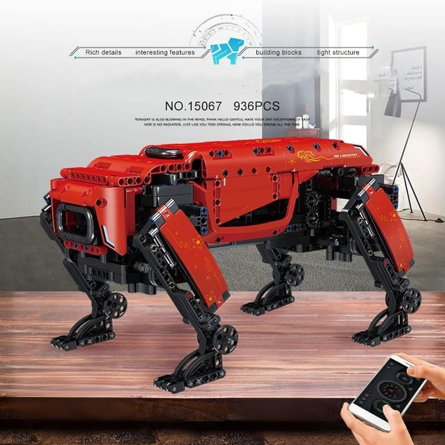 Roboter-Hundebausatz mit App-Steuerung, Roter Roboterhund