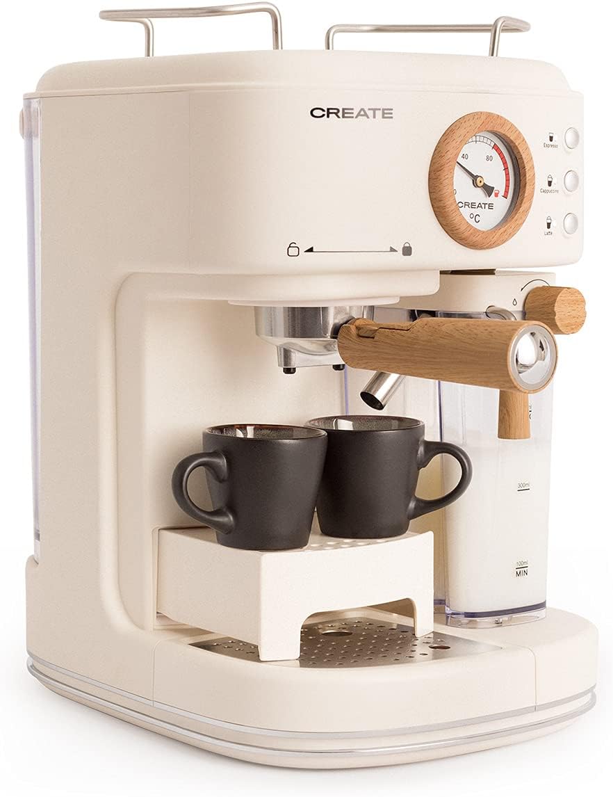Thera Retro Pro Halbautomatische Kaffeemaschine, Cremeweiss