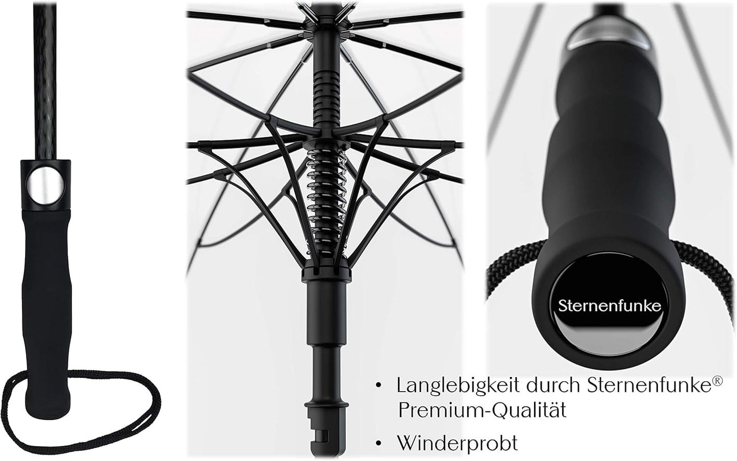 XXXL transparenter Regenschirm mit Automatiköffnung, Transparent - Weisser Rand, Ø150 cm - sehr sehr gross - XXXL