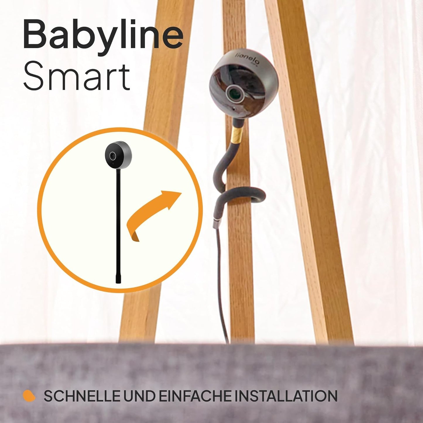 Care Babyline Smart mit Kamera, Nachtsicht, Bewegungs- und Geräuscherkennung, Schwarz