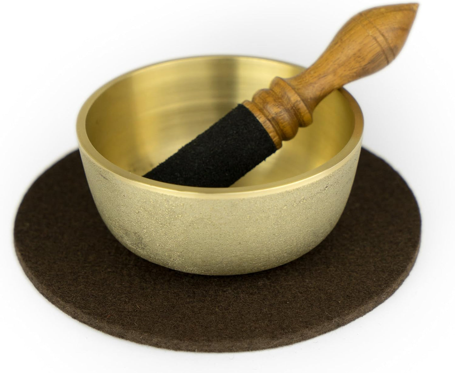Japanische Klangschale mit Filzpad und Klöppel, cafebraun
