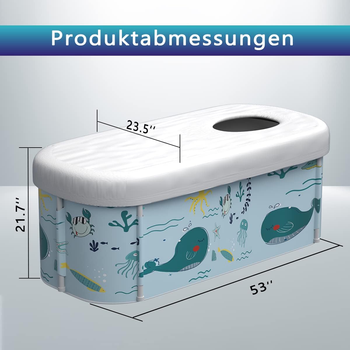 Tragbare, faltbare Badewanne für 2 Personen Ozean Stil, Ozean Stil