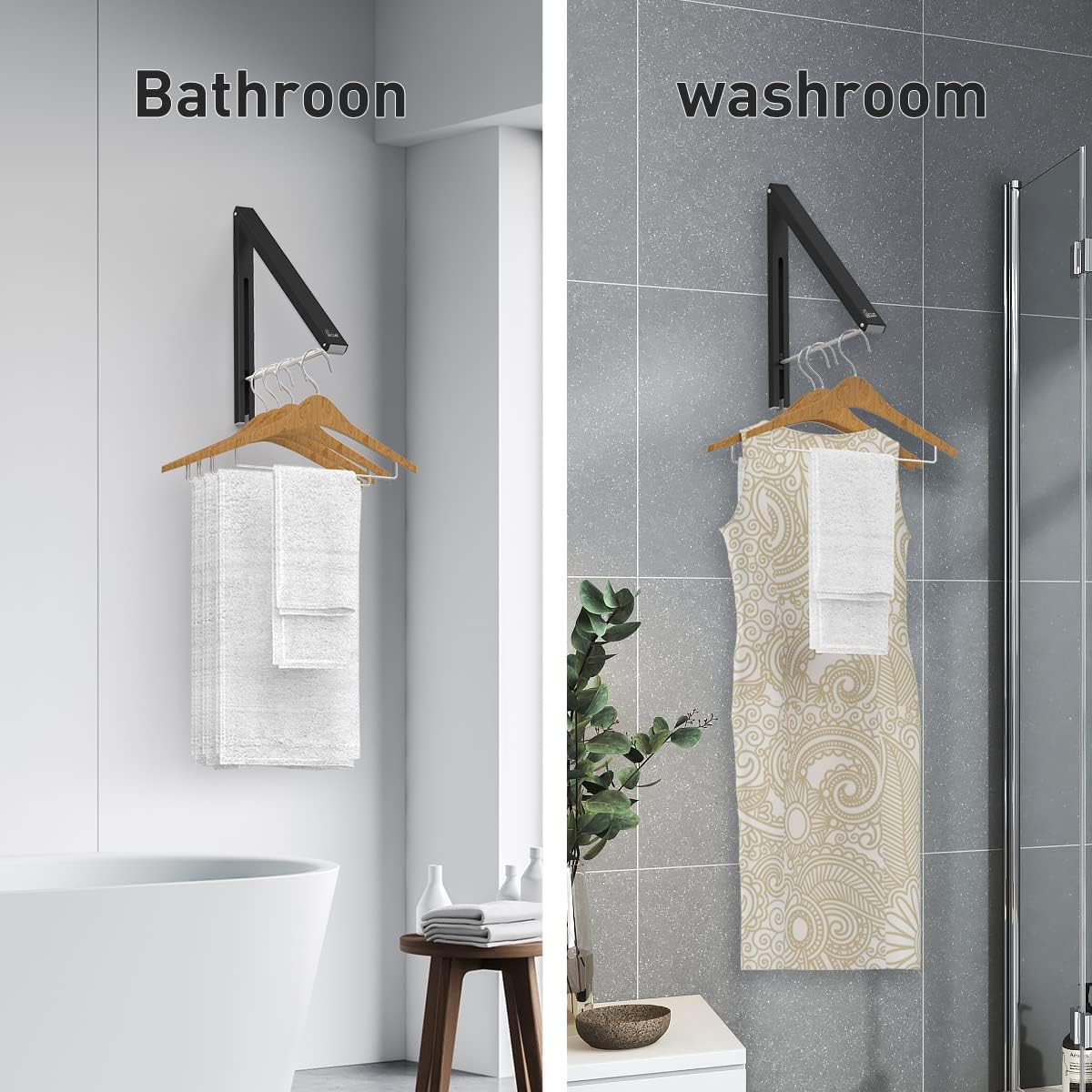Faltbare Kleiderbügel-Wandhalterung (2er Set), 2 Black