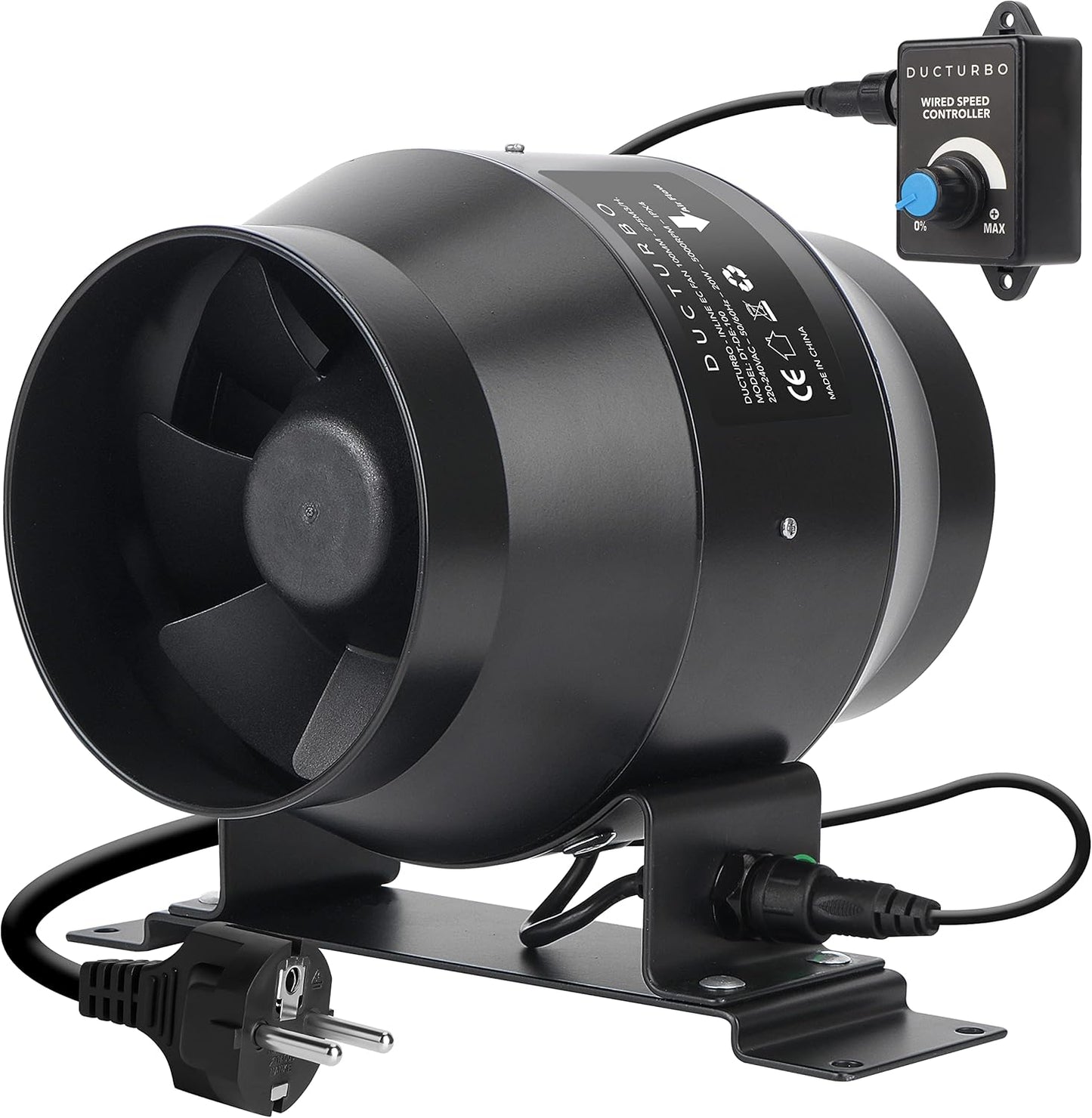 Rohrventilator mit Drehzahlregler, 100mm mit Drehzahlregler