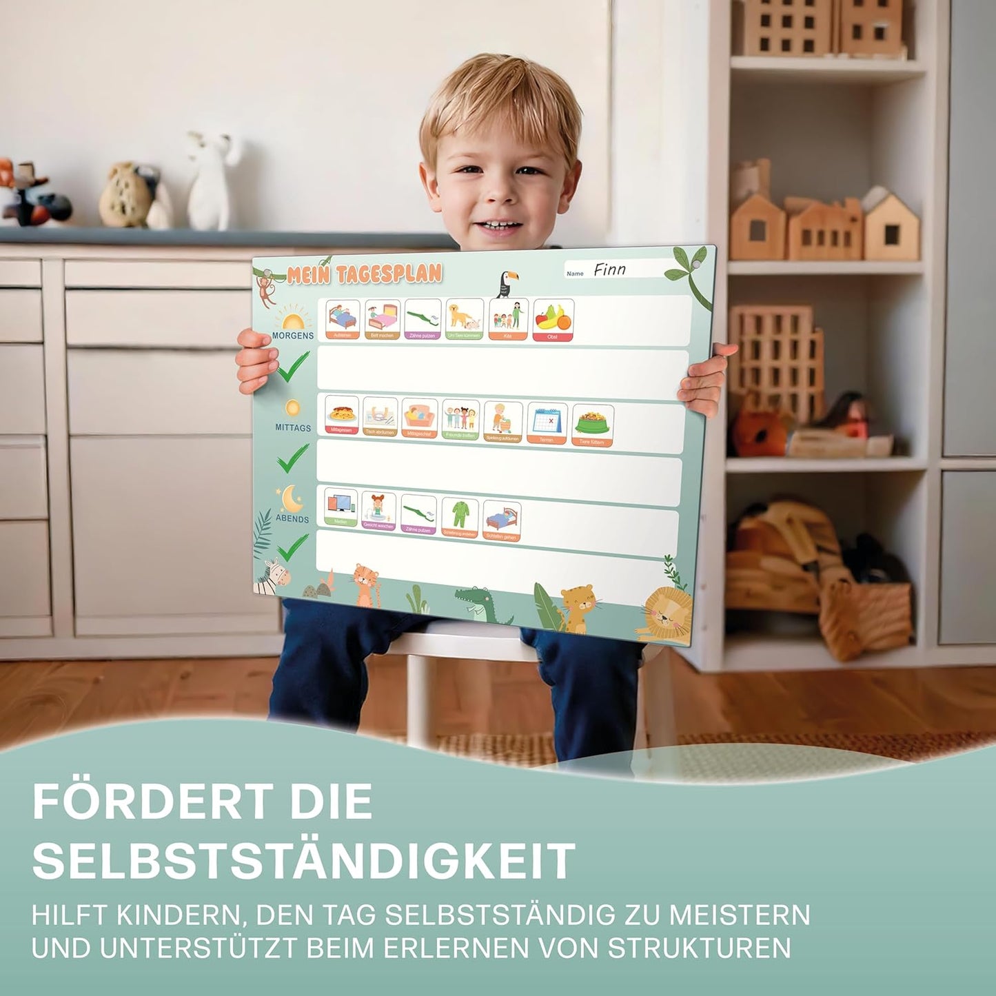 Montessori Magnet-Tagesplaner für Kinder (inkl. 160 Magnete), Tagesplan