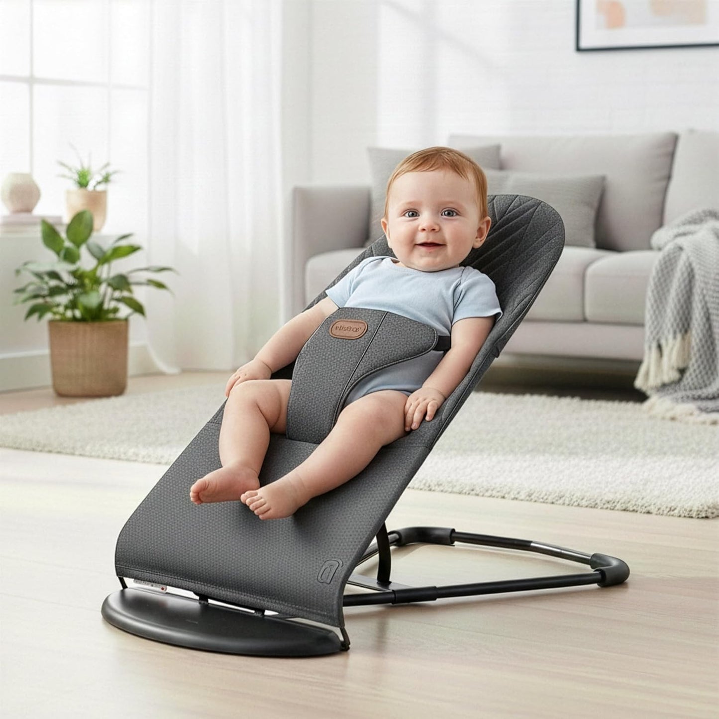 Babywippe mit Schaukel- und Faltfunktion, grau