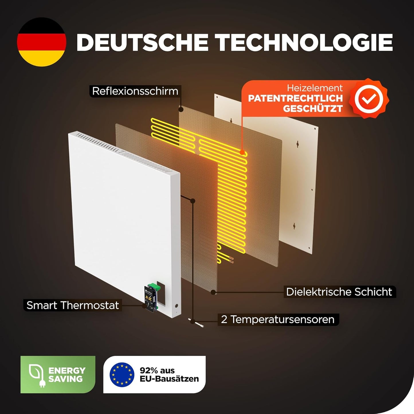 WiFi Infrarotheizung, 270 W bis 5 m2 Wifi - ‎weiß