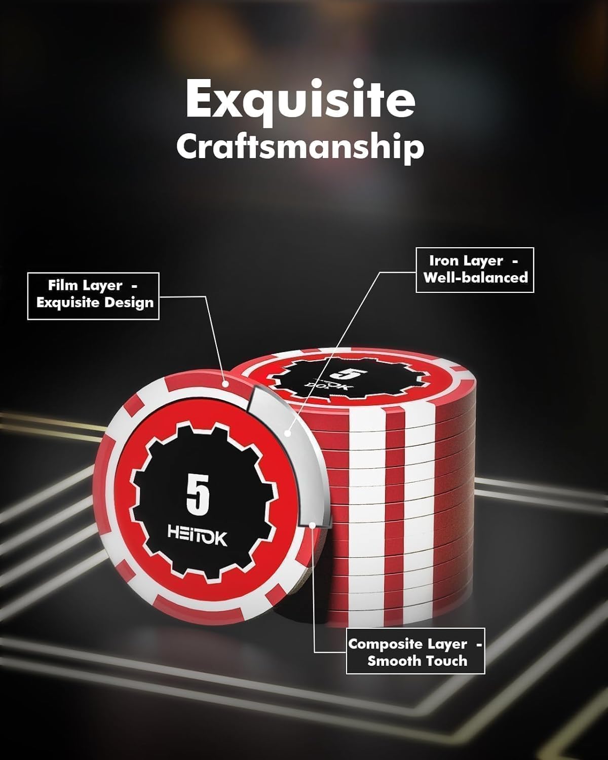 Pokerkoffer mit 300 Chips, 300 Stück